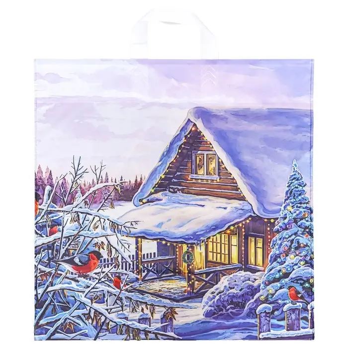 Пакет "Домик в лесу", полиэтиленовый с петлевой ручкой, 45х45 см, 60 мкм