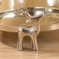 Тортовница со стеклянной крышкой "Олени" 23х23х20 см, алюминий