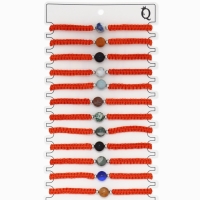 Браслет-оберег &laquo;Красная нить&raquo; шар №8 (неделимая фасовка 12 шт., цена за шт.), цветной в серебре
