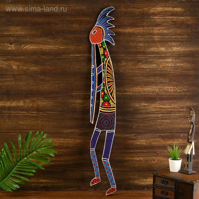 Панно "Абориген с флейтой" МИКС дерево 100х15х1 см