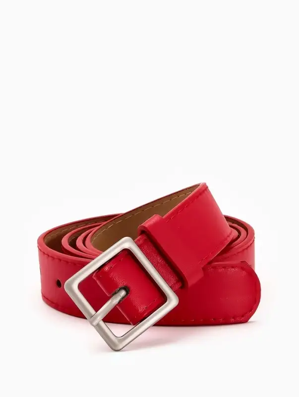 Ремень жен 05-01-02-01, Июнь2508, 3*0,3*110 см, без винта, пряж мат металл, 1 прокол, красн   109031