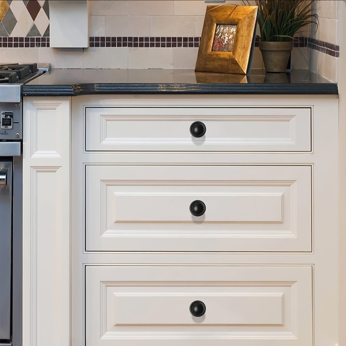 Ручка кнопка ТУНДРА РК118BL, черная, 8 шт TMP