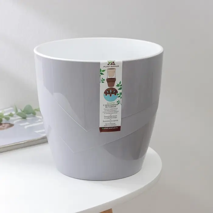 Кашпо для цветов со вставкой &laquo;Грация&raquo;, 4,5 л, цвет серый