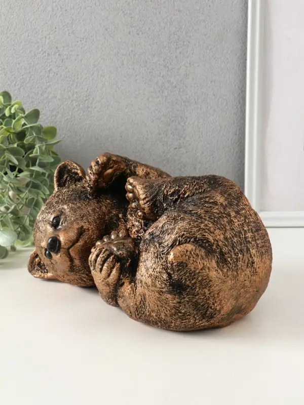 Копилка "Мишка лёжа" 15х28 см, бронза