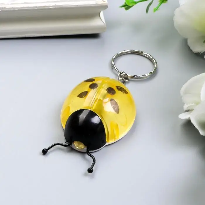 Фонарик брелок для ключей на кольце &laquo;Божья коровка&raquo;, МИКС