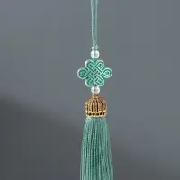 Подвеска текстиль, пластик "Узел счастья и бесконечности" зеленый 0,7х1х9,5 см