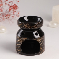 Аромалампа керамика "Чёрный мрамор с золотыми трещинками" 9,8х9,8х11 см