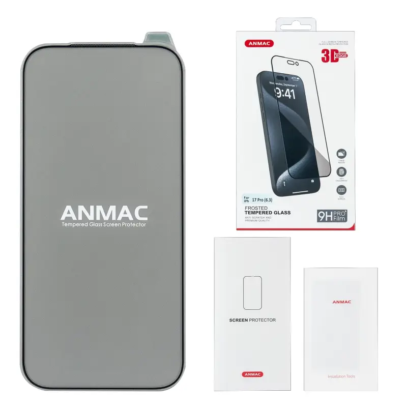 Защитное стекло iPh 17 Pro (6.3) ANMAC 3D матовое с сеточкой Арт.1137561