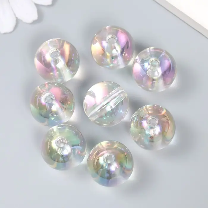 Бусина пластик для творчества "Перламутр прозрачный" 2х2х2 см