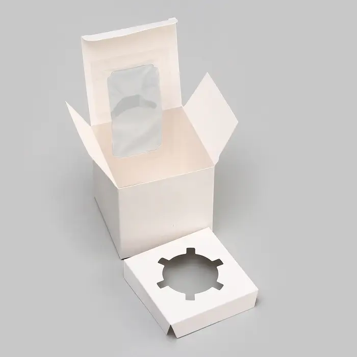 Коробка для капкейка, без ручек, белая, 9&times;9&times;9 см