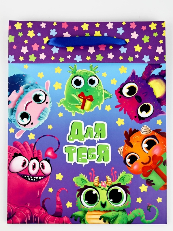 Пакет ламинированный двухсторонний &laquo;Монстрики&raquo;, L 31 &times; 40 &times; 11,5 см