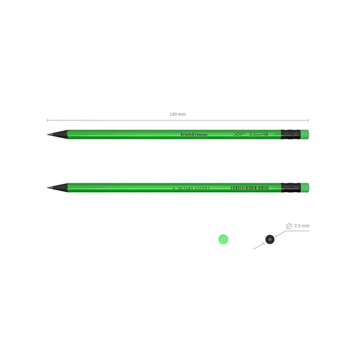 Карандаш чернографитный ErichKrause &laquo;JOY&raquo;, HB, грифель d=2.2 мм, пластик, круглый, в тубусе, неон МИКС