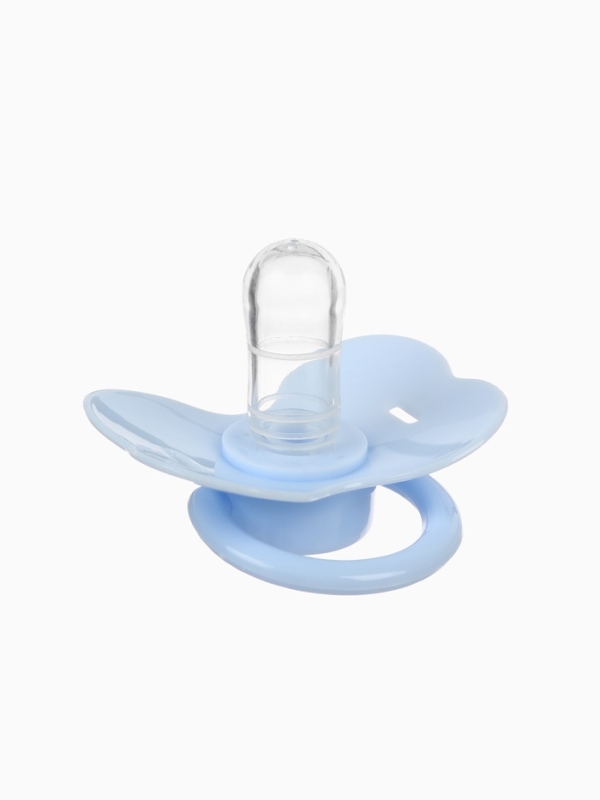 Пустышка классическая, с держателем, +0мес., цвет голубой
