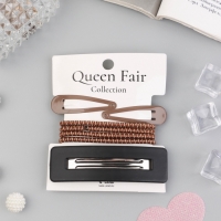 Набор для волос "Флоренс лео" (4 резинки 6,5см, автомат 8см, 2 невидимки 4,5см) коричневый   1069157