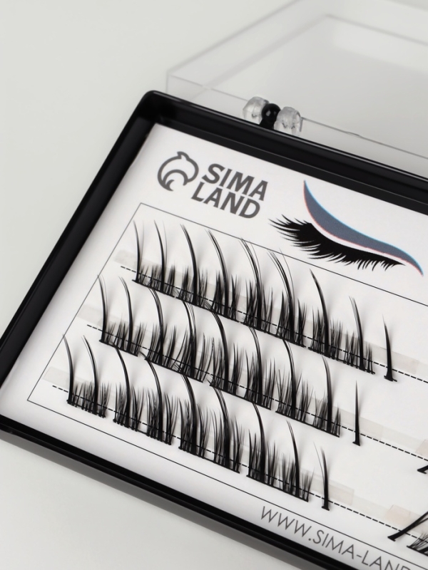 Ресницы накладные пучки СТРЕЛКА 10/12/14мм нейлон черный п/короб QF