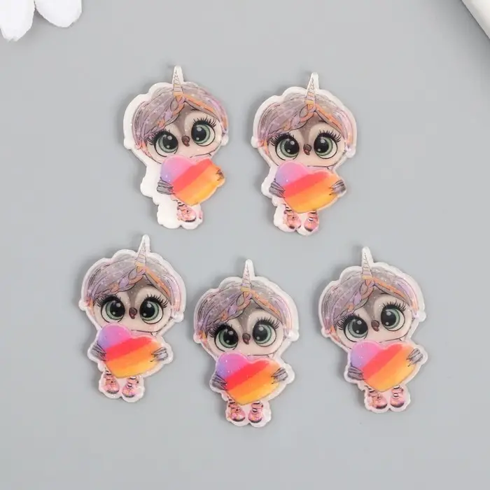 Декоративный элемент для творчества &laquo;Арт Узор. Совушка с сердцем&raquo;, акрил, 2.3&times;3.7 см