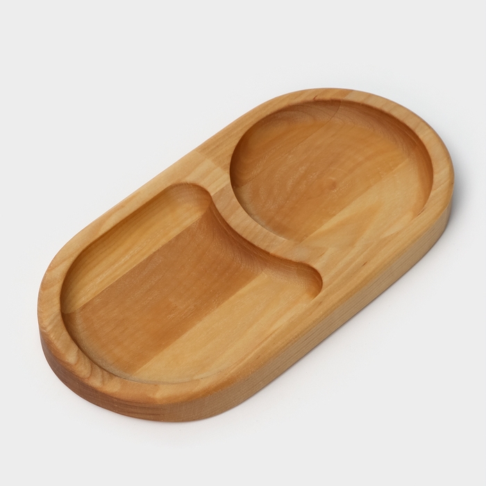 Поднос для подачи, 21&times;11&times;2 см, два отделения, берёза