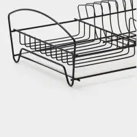 Сушилка для тарелок и кружек с поддоном 39*25*12 см, цвет черный