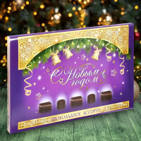 Шоколадное ассорти &laquo;С новым годом&raquo; , пенал фиолетовый 200 г