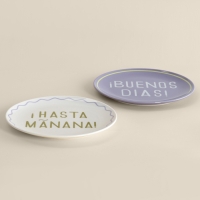 Тарелки SL Home &laquo;Уроки испанского: &iexcl;Hasta ma&ntilde;ana - Buenos dias&raquo;, d=22 см, набор 2 шт., фарфор, белые, фиолетовые