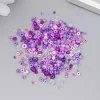 Бисер стекло 6/0 - 15/0 &laquo;Ассорти фиолетовое&raquo; d=1.5-4 мм, н-р 10 г