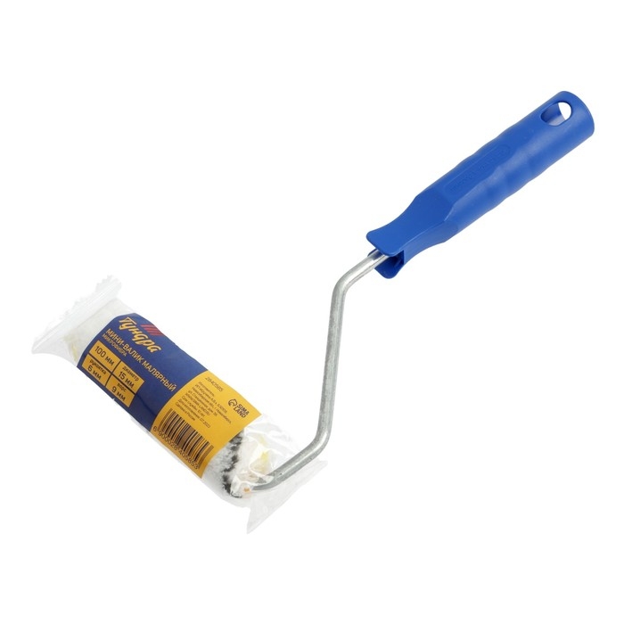 Мини-валик ТУНДРА, микрофибра, 100 мм, рукоятка d=6 мм, D=15 мм, ворс 9 мм