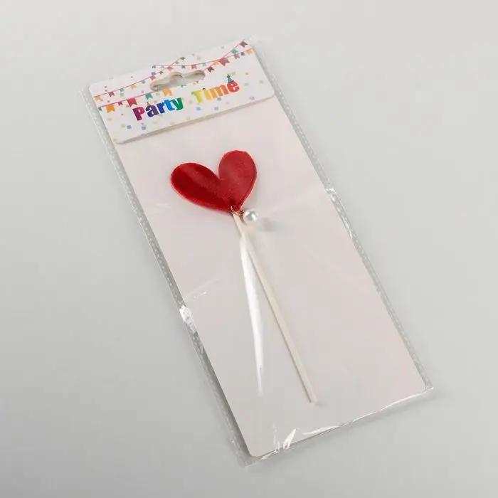 Топпер для торта &laquo;Сердце&raquo;, 17,5&times;8 см, цвет красный