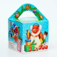 Подарочная коробка Новогодняя Кубик большой &laquo;Бельчата&raquo; с анимацией 12&times;12&times;12 см