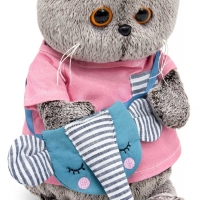 Мягкая игрушка "Басик в футболке и с сумочкой - слоником", 19 см Ks22-172