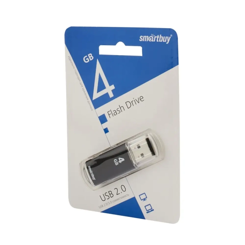 USB накопитель 4 GB Smart Buy V-Cut Black