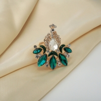 Кольцо для платка &laquo;Павлин&raquo;, цвет бело-зелёный в золоте