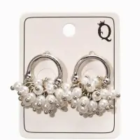 Серьги жемчуг &laquo;Виноград&raquo;, белые в серебре