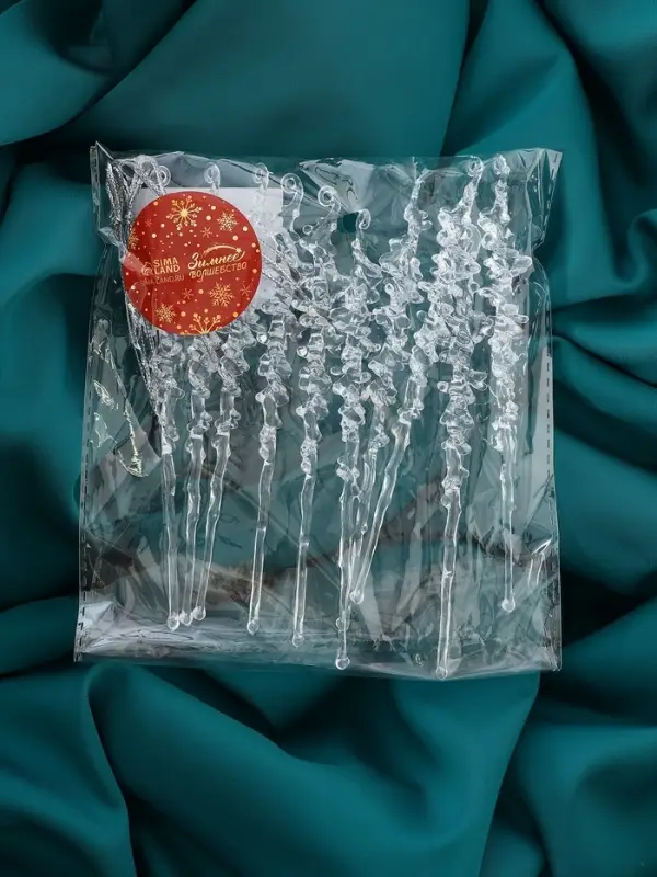 Украшение ёлочное &laquo;Сосулька люкс&raquo; (набор 10 шт) морозец, 14х1,5 см, прозрачный