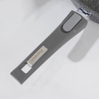 Сковорода &laquo;Гранит&raquo;, d=28 см, стеклянная крышка, съёмная ручка, антипригарное покрытие, цвет серый