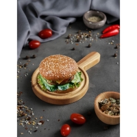 Доска для подачи Adelica &laquo;Бургерная&raquo;, с ручкой, 20&times;13&times;1,8 см, берёза