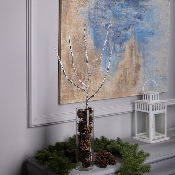 Светодиодная ветка 70 см, 20 LED, серебристая, AAх2 (не в комплекте), свечение белое