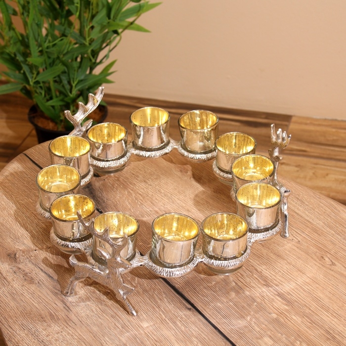 Подсвечник на 12 свечей "12 месяцев" алюминий 37х37х14 см