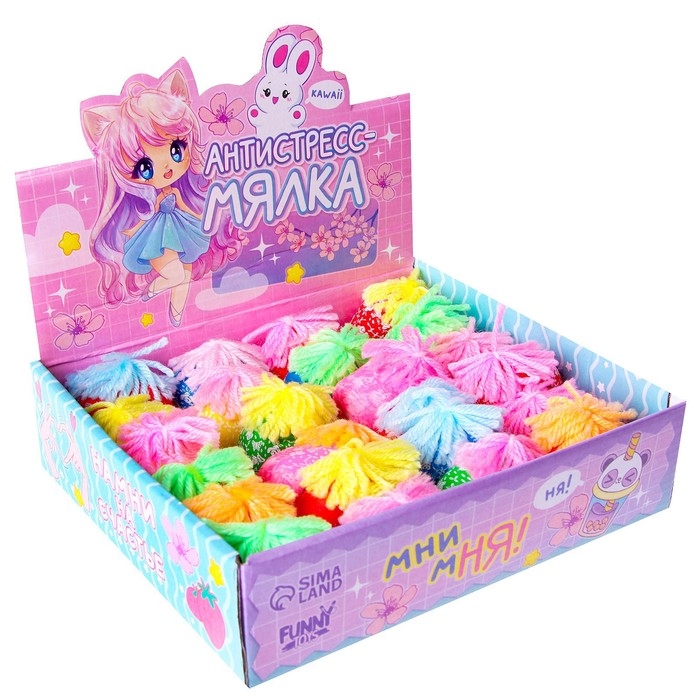 Антистресс сквиш мялка капитошка &laquo;Мни Мня&raquo;, аниме, с мукой, цвета МИКС, в шоубоксе