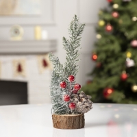 Светодиодная фигура &laquo;Ёлка с шишкой&raquo;, 8.2 &times; 29 &times; 8.2 см, пластик, батарейки CR2032х2 (в комплекте), свечение тёплое белое