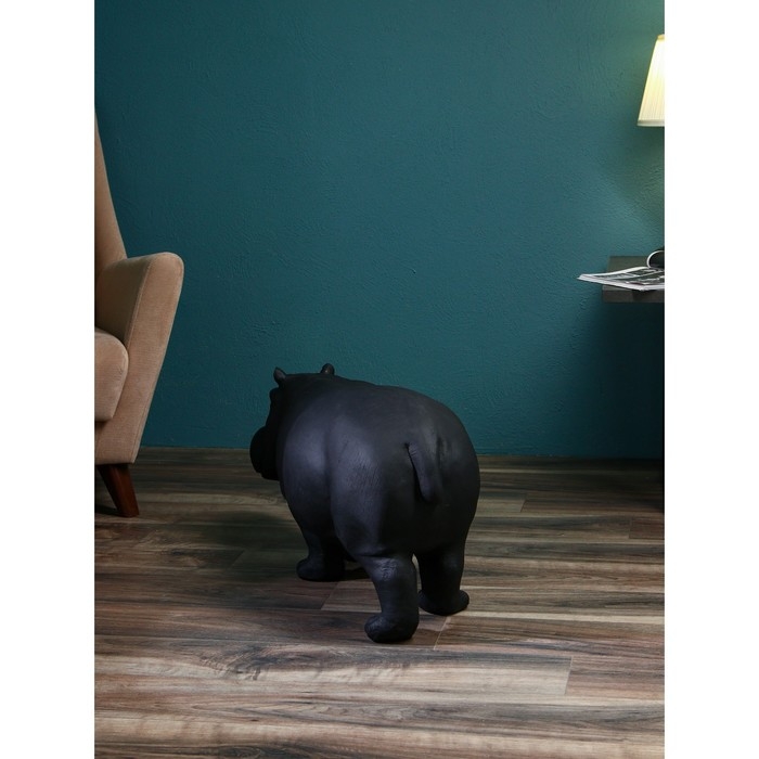 Фигура &laquo;Бегемот&raquo;, полистоун, 41 см, цвет чёрный матовый