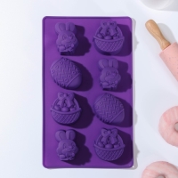 Форма для выпечки Доляна &laquo;Пасха&raquo;, силикон, 29&times;17 см, 8 ячеек (6,5&times;5,2 см), цвет МИКС