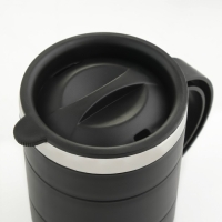 Термокружка "Мастер К" Поход, 450 мл, с ручкой, сохраняет тепло 2 ч, 11 х 8 см, черная