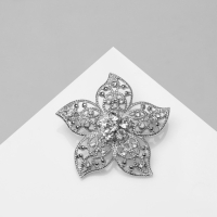 Брошь &laquo;Цветок&raquo; пятилистник, цвет белый в серебре