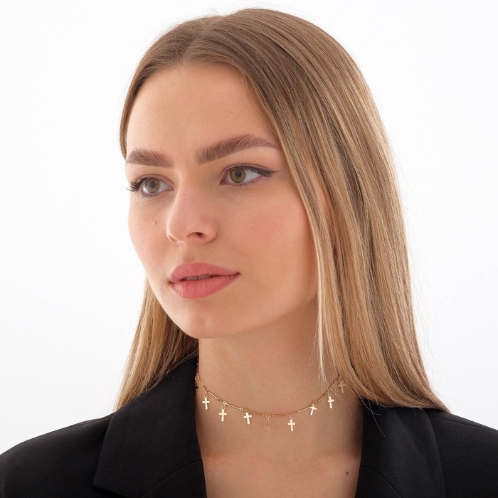 Чокер &laquo;Металлика&raquo; крестики, цвет золото, L=30 см