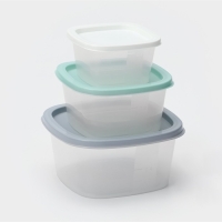 Набор контейнеров квадратных BioFresh, 3 шт: 0,23 л, 0,5 л, 0,9 л, цвет прозрачный, крышка МИКС