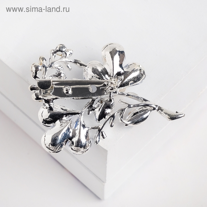 Брошь &laquo;Цветок&raquo; трилистник, цвет голубой в серебре