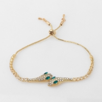 Новый год! Символ года 2025! Браслет со стразами &laquo;Змеи&raquo;, цвет чёрно-белый в золоте