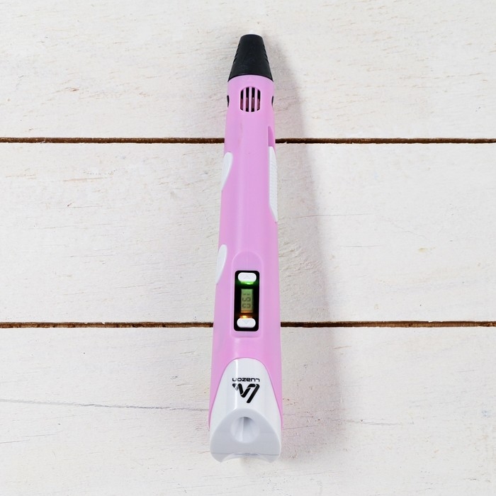 3D ручка Luazon, дисплей, работа с пластиком ABS и PLA, пластик в комплекте, розовая