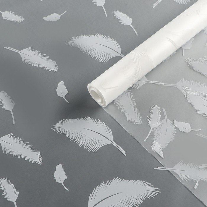 Пленка для цветов, матовая,"Перья", белый, 0,6 х 9м &plusmn;5%
