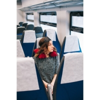 Подушка для шеи дорожная, надувная, 38 &times; 24 см, цвет бордовый